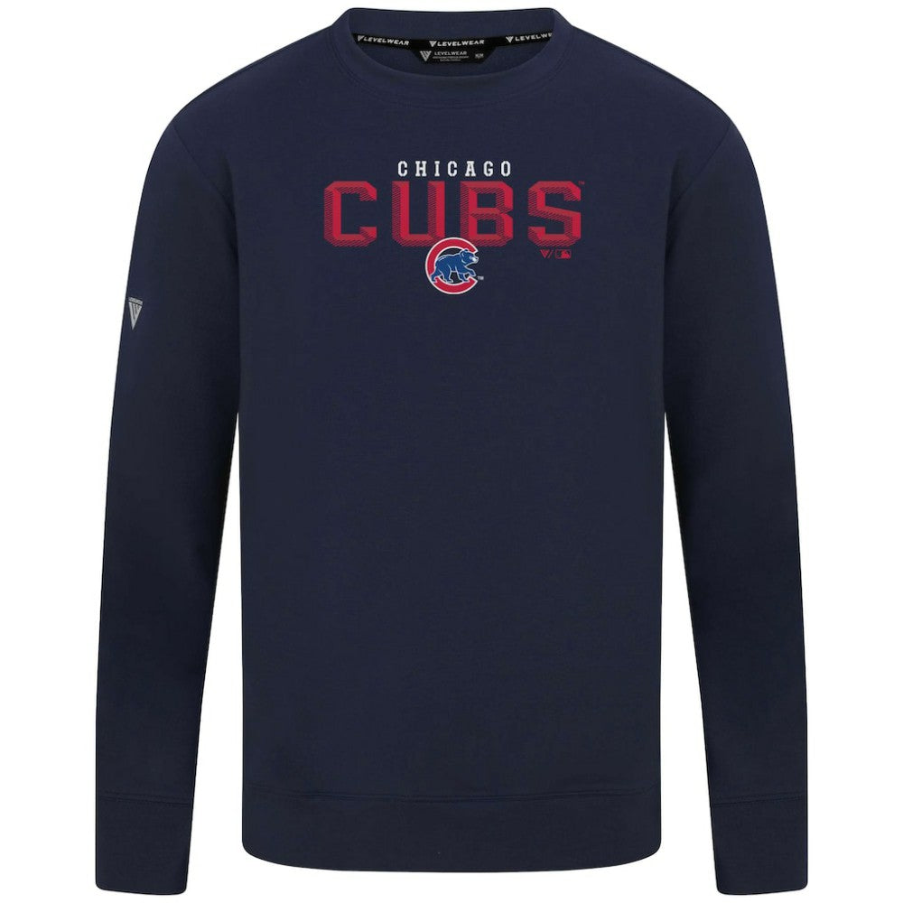 Chicago Cubs Levelwear Mandate Carve Tri-Blend Sweatshirt Navy