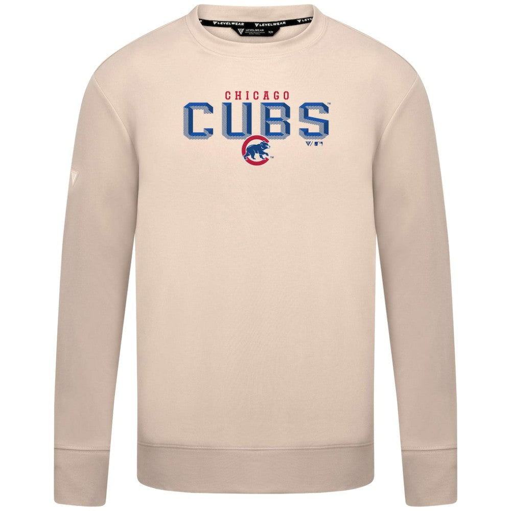 Chicago Cubs Levelwear Mandate Carve Tri-Blend Sweatshirt Khaki