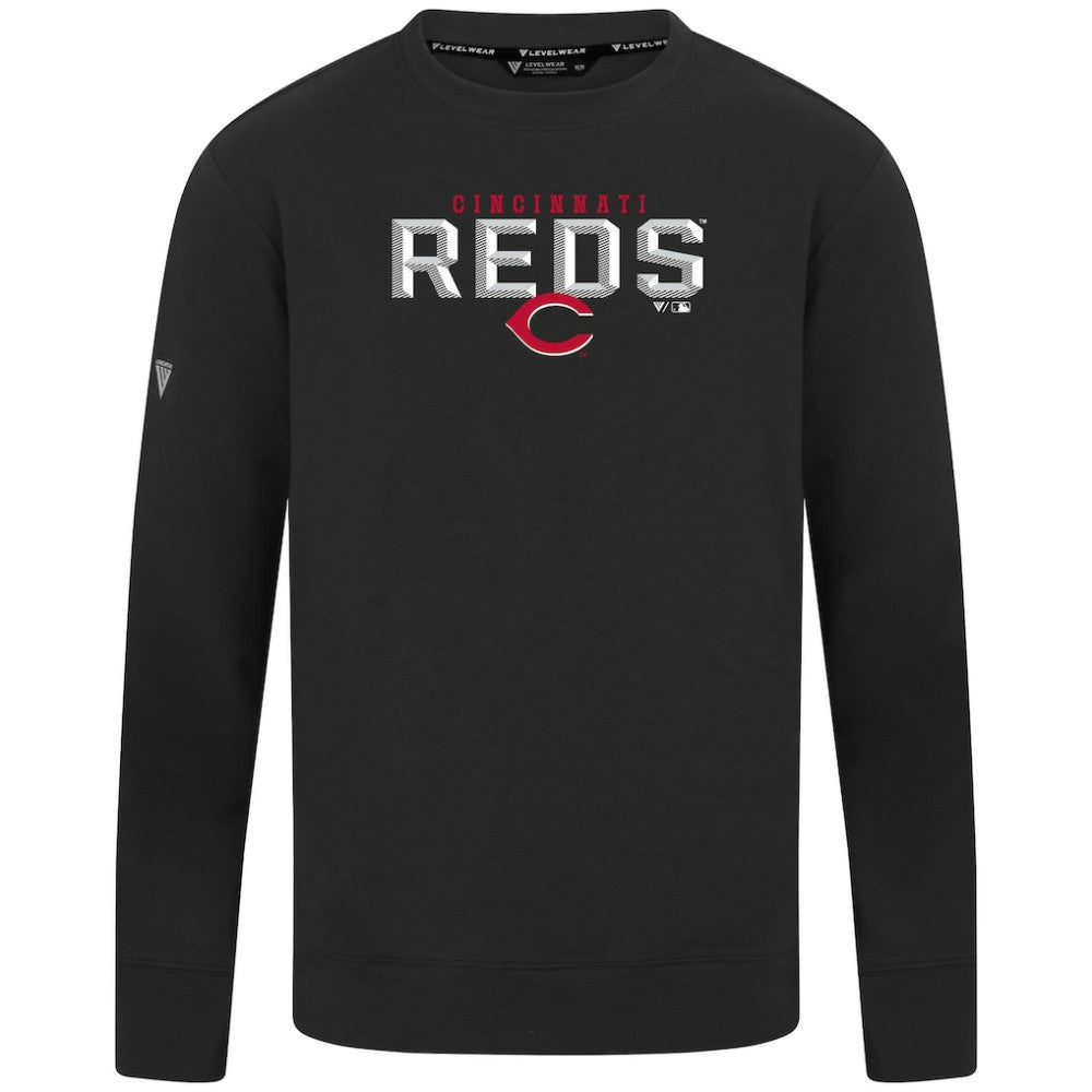 Cincinnati Reds Levelwear Mandate Carve Tri-Blend Sweatshirt Black
