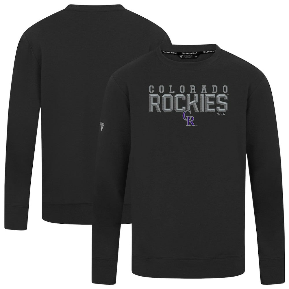 Colorado Rockies Levelwear Mandate Carve Tri-Blend Sweatshirt Black