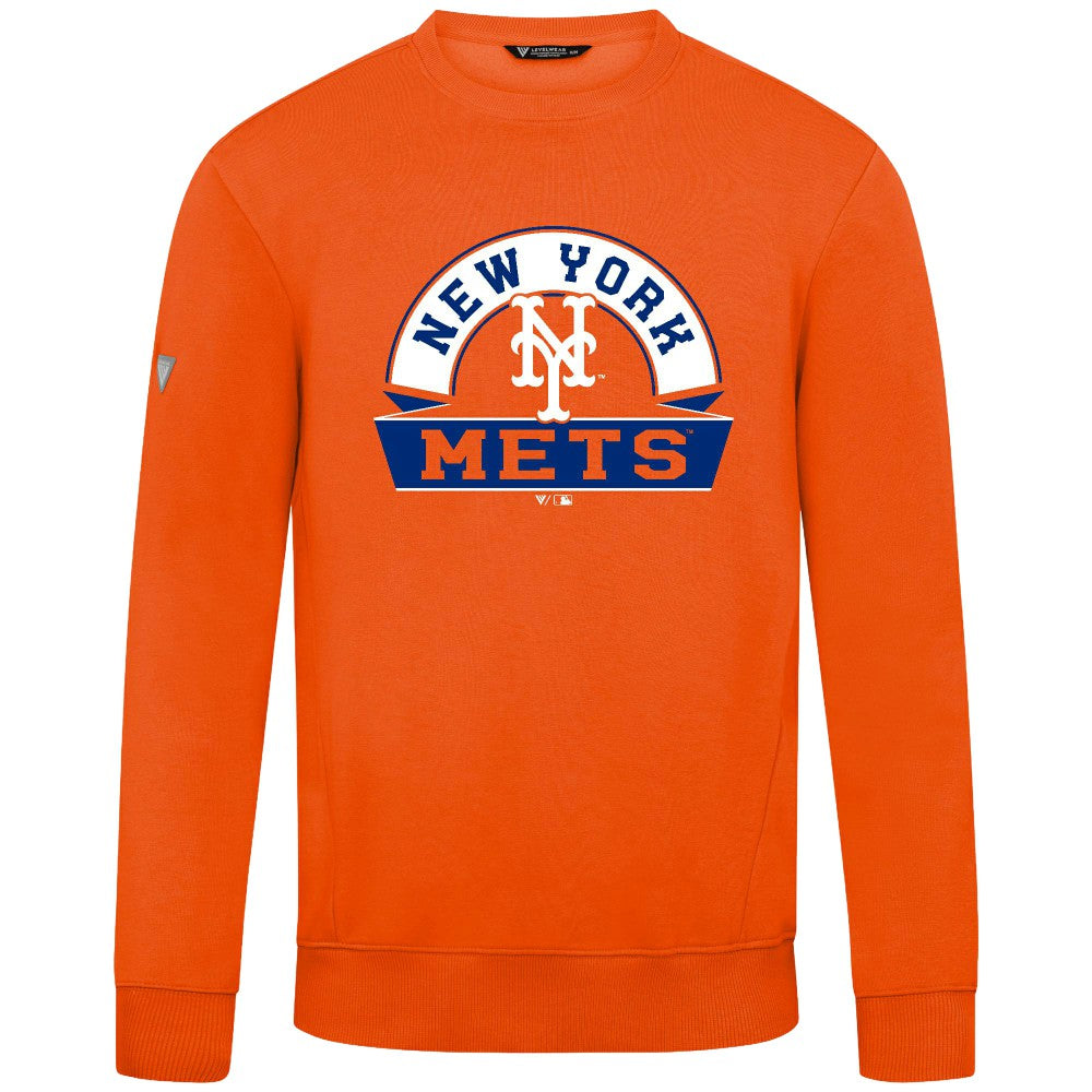 New York Mets Levelwear Zane Banner Arch Sweatshirt Orange