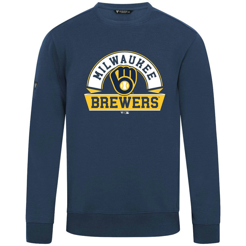 Milwaukee Brewers Levelwear Zane Banner Arch Sweatshirt Navy