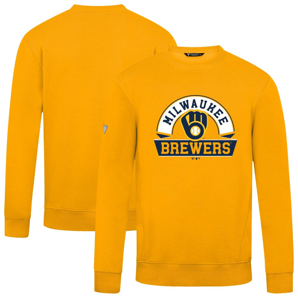 Milwaukee Brewers Levelwear Zane Banner Arch Sweatshirt Gold