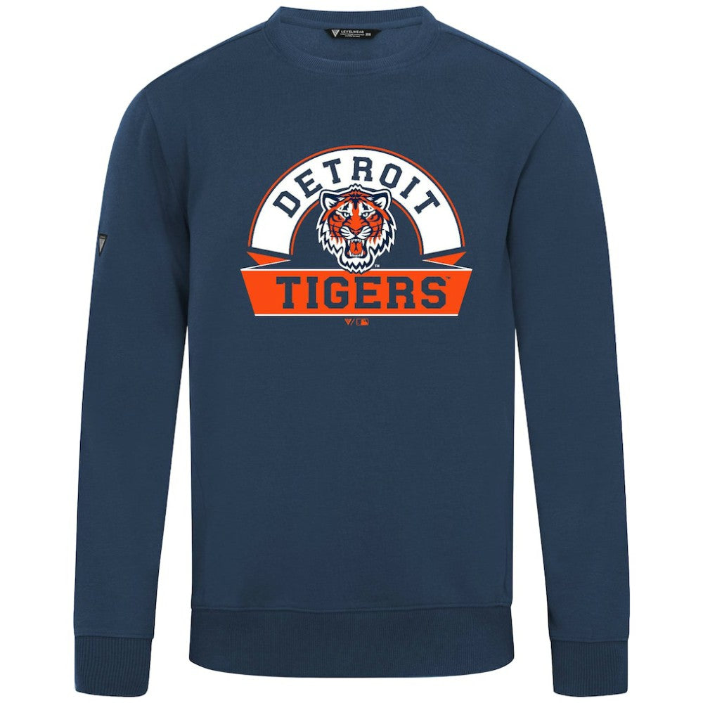 Detroit Tigers Levelwear Zane Banner Arch Sweatshirt Navy