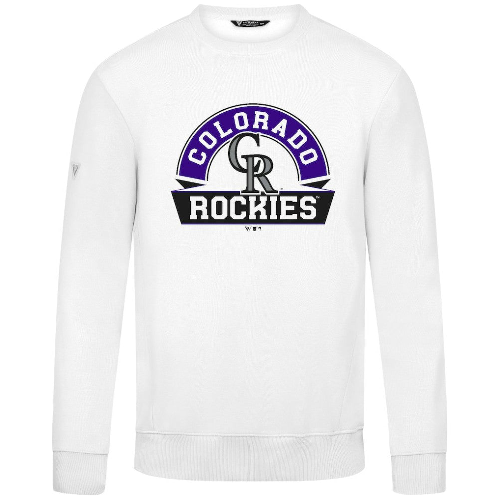 Colorado Rockies Levelwear Zane Banner Arch Sweatshirt White