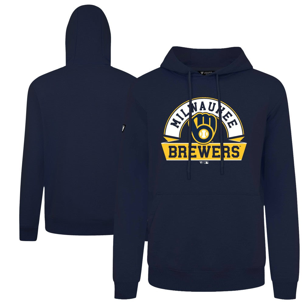 Milwaukee Brewers Levelwear Podium Banner Arch Hoodie Navy