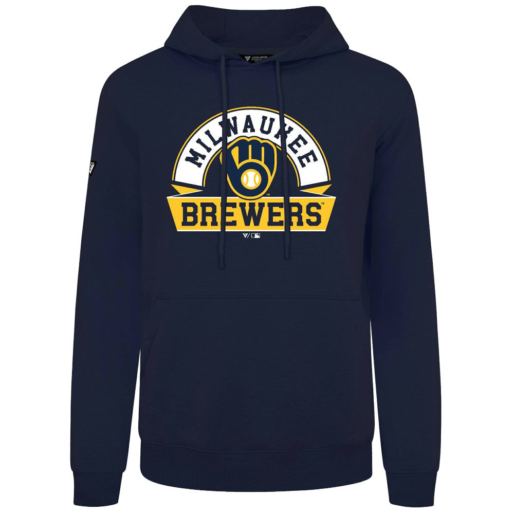 Milwaukee Brewers Levelwear Podium Banner Arch Hoodie Navy