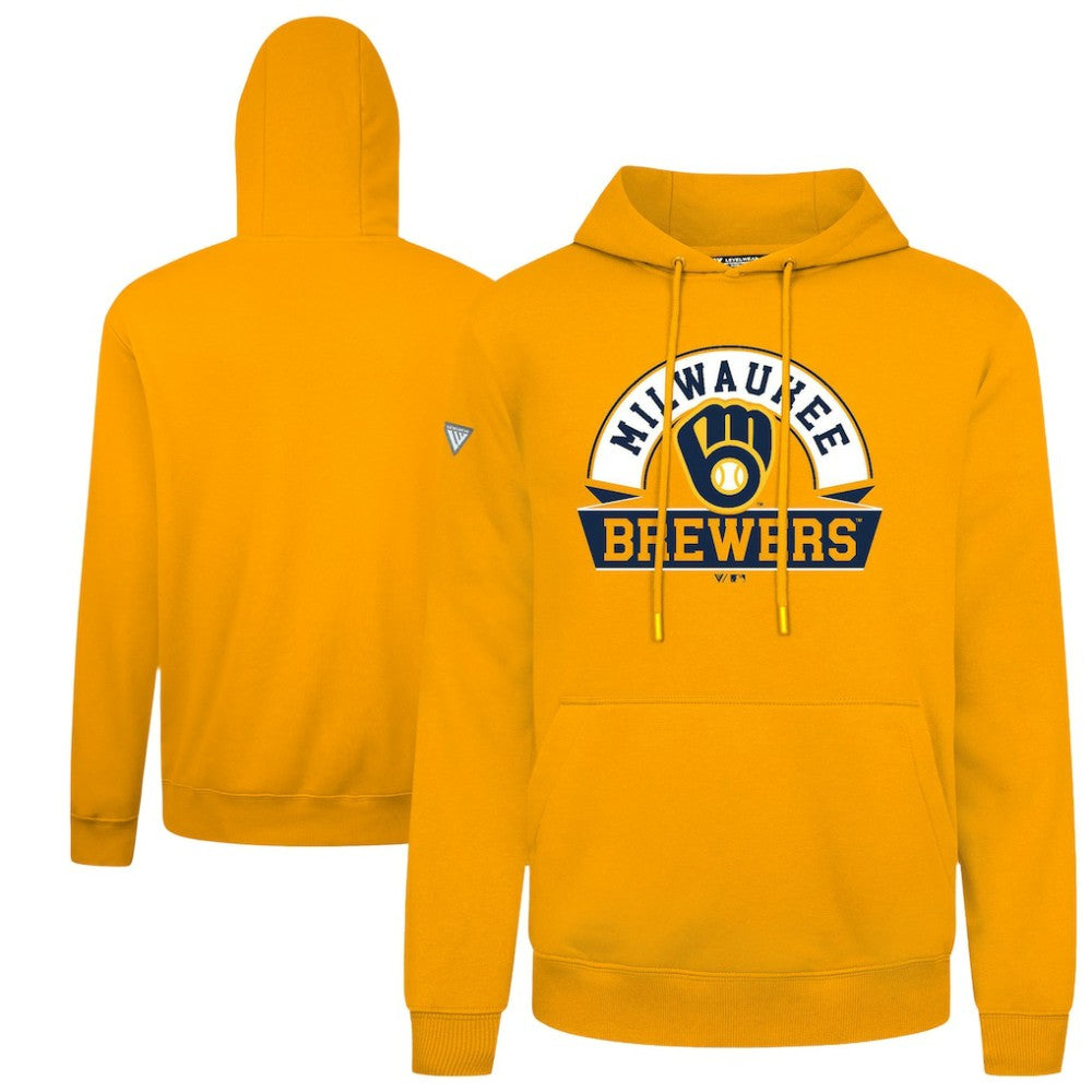 Milwaukee Brewers Levelwear Podium Banner Arch Hoodie Gold