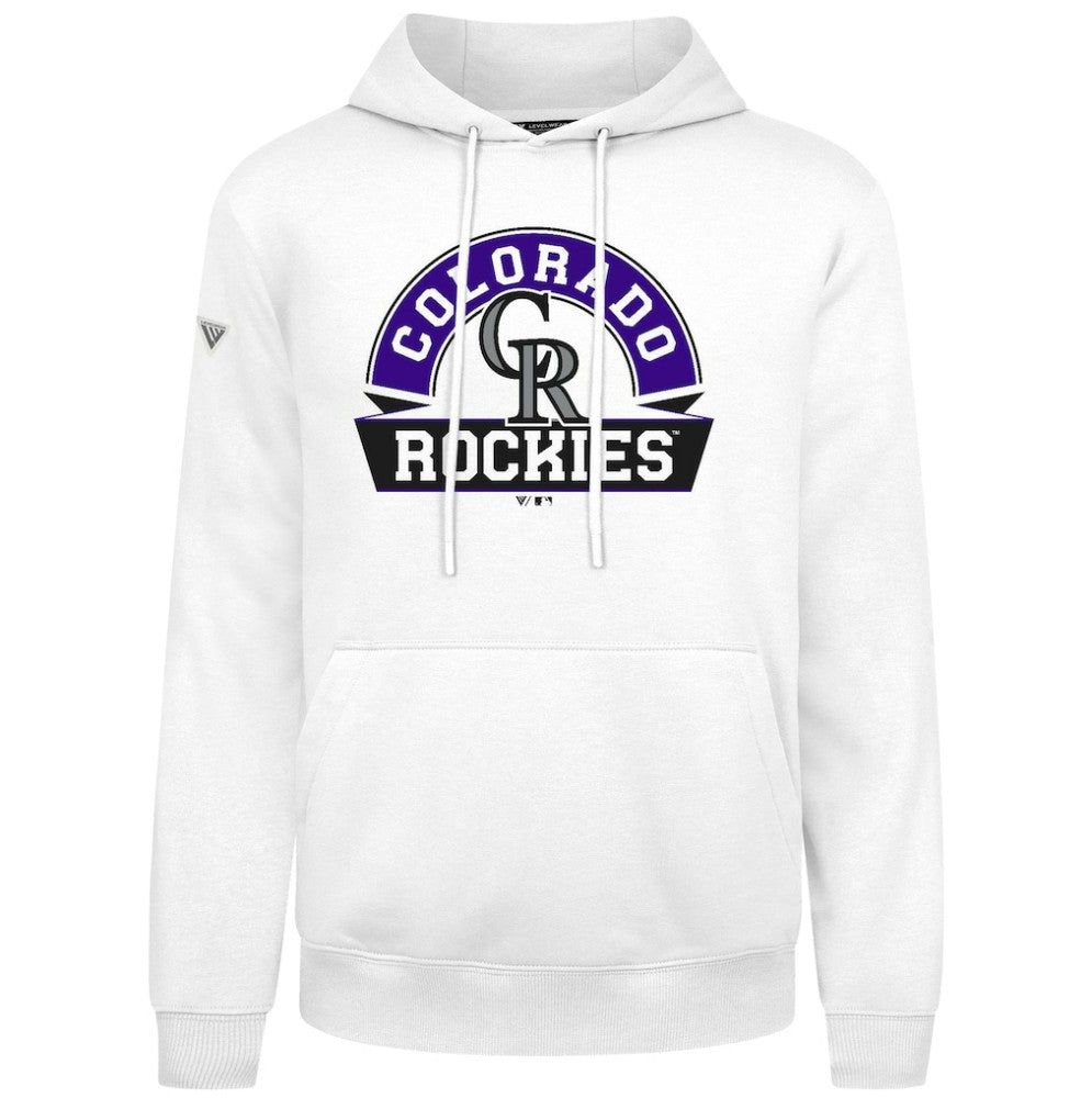 Colorado Rockies Levelwear Podium Banner Arch Hoodie White