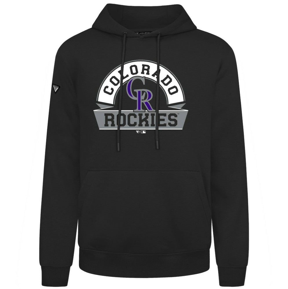 Colorado Rockies Levelwear Podium Banner Arch Hoodie Black