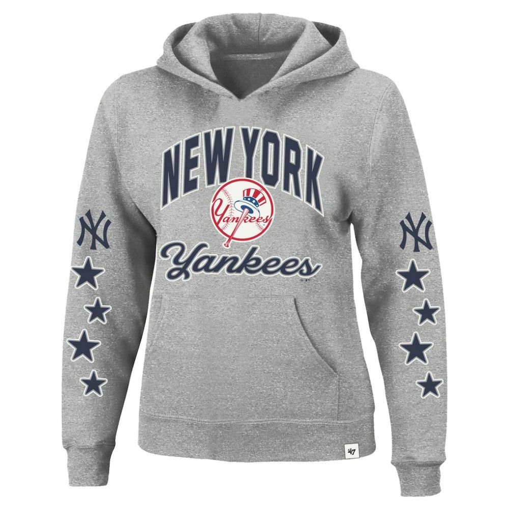 New York Yankees Women's Plus Size Starry Eye Hoodie Heather Gray | 47 brand