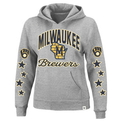 Milwaukee Brewers Women's Plus Size Starry Eye Hoodie Heather Gray | 47 brand
