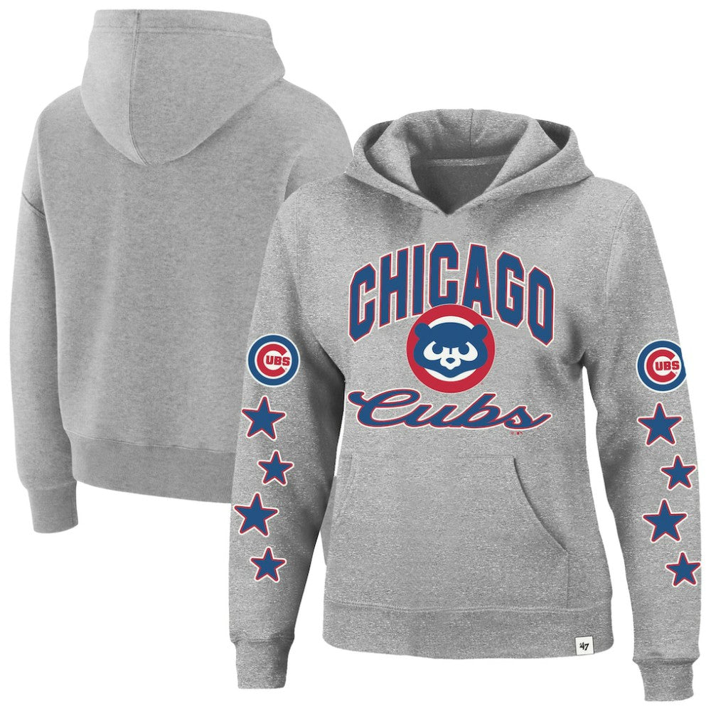 Chicago Cubs Women's Plus Size Starry Eye Hoodie Heather Gray | 47 brand