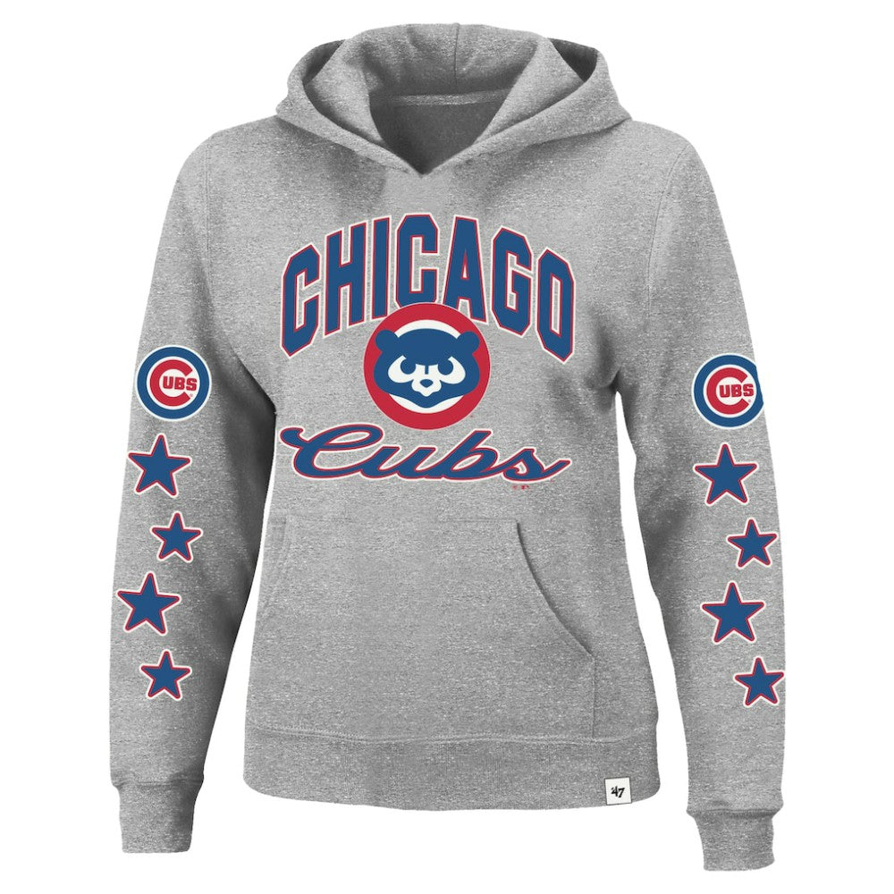 Chicago Cubs Women's Plus Size Starry Eye Hoodie Heather Gray | 47 brand