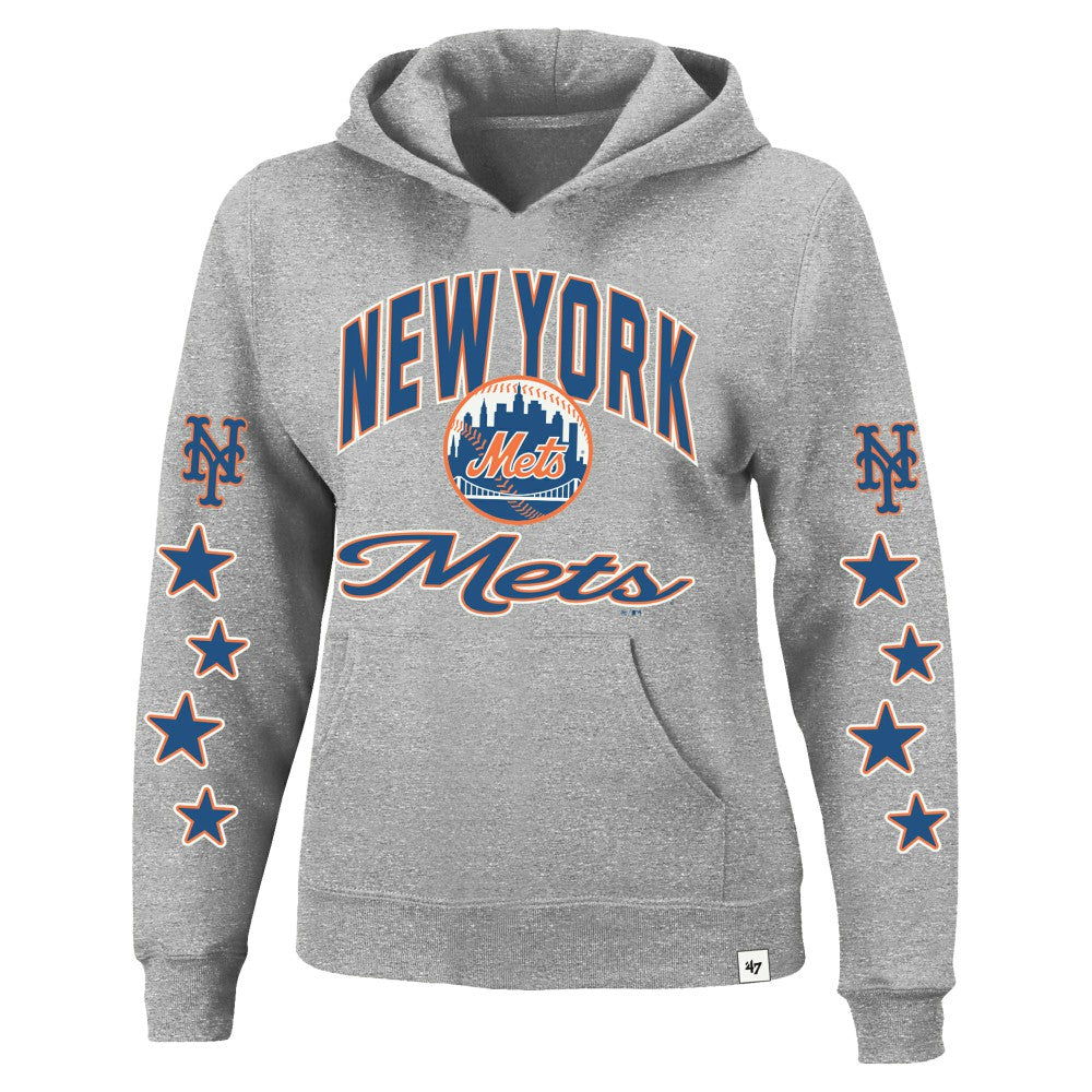 New York Mets Women's Plus Size Starry Eye Hoodie Heather Gray | 47 brand