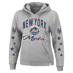 New York Mets Women's Plus Size Starry Eye Hoodie Heather Gray | 47 brand