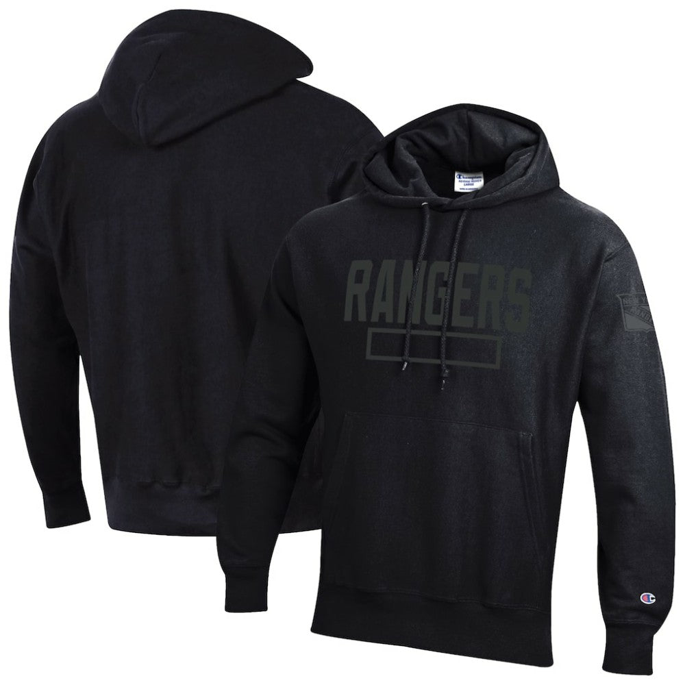 New York Rangers Champion Tonal Reverse Weave Fleece Hoodie Black