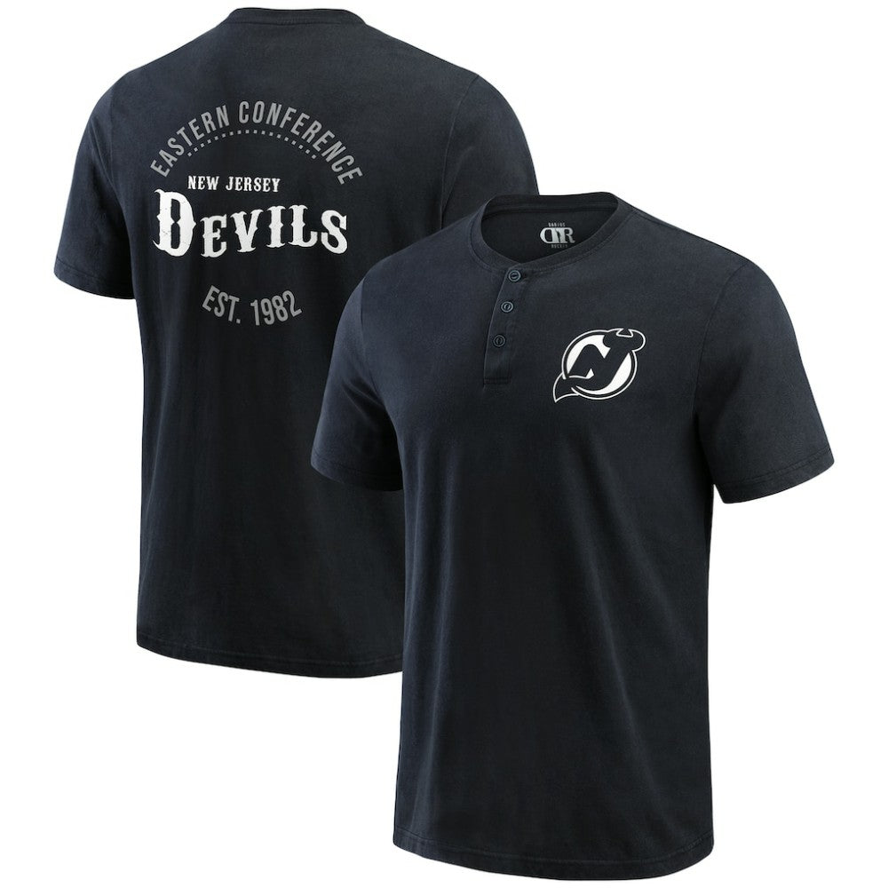 New Jersey Devils Darius Rucker Collection by Fanatics Fanatics Fest Washed Henley T-Shirt Black