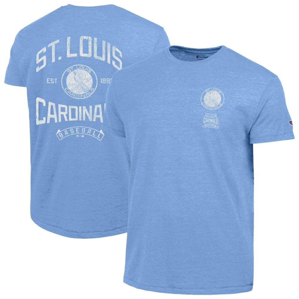 St. Louis Cardinals Champion Vintage 3-Hit Tri-Blend T-Shirt Light Blue