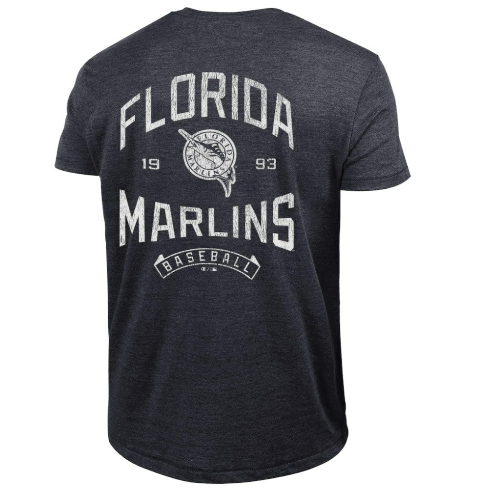 Miami Marlins Champion Vintage 3-Hit Tri-Blend T-Shirt Black