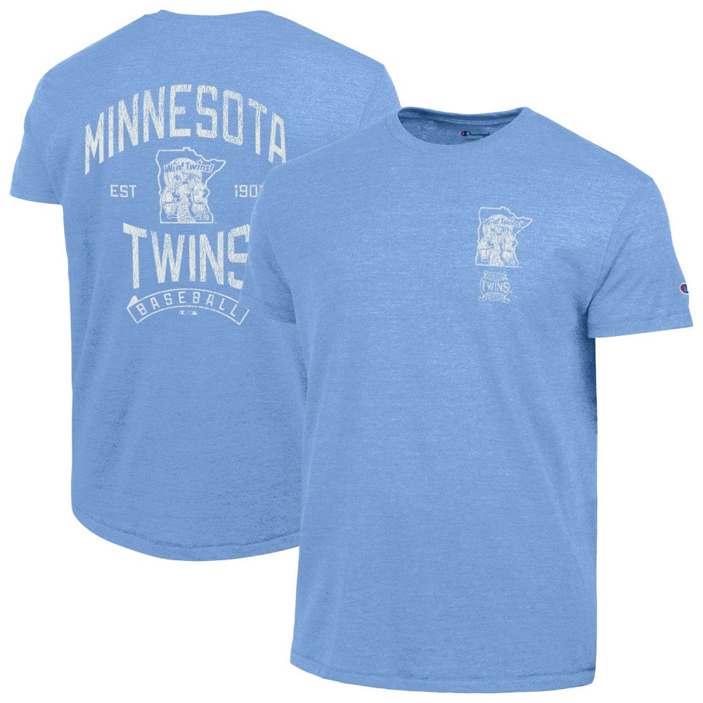 Minnesota Twins Champion Vintage 3-Hit Tri-Blend T-Shirt Light Blue