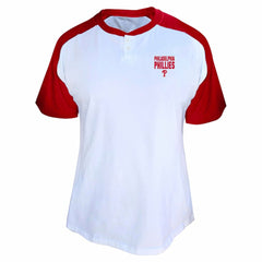 Bryce Harper Philadelphia Phillies Profile Women's Plus Size Name & Number Raglan Henley T-Shirt White
