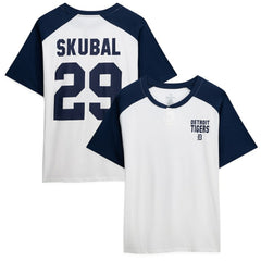 Tarik Skubal Detroit Tigers Profile Women's Plus Size Name & Number Raglan Henley T-Shirt White