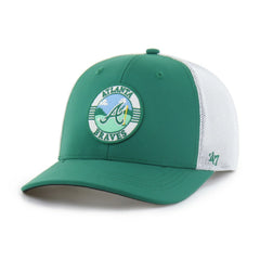 Atlanta Braves Elevated Greens Adjustable Trucker Hat Kelly Green/White | 47 brand