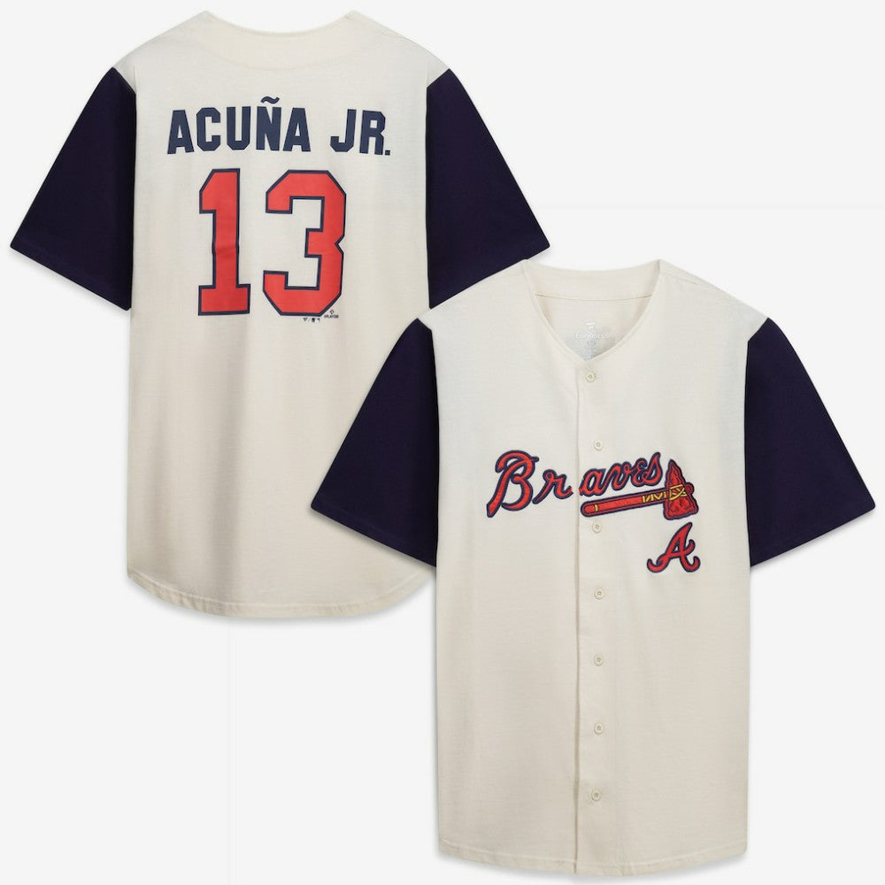 Atlanta Braves Profile Big & Tall Two-Color Fashion Jersey Cream/Navy
