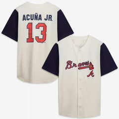 Atlanta Braves Profile Big & Tall Two-Color Fashion Jersey Cream/Navy