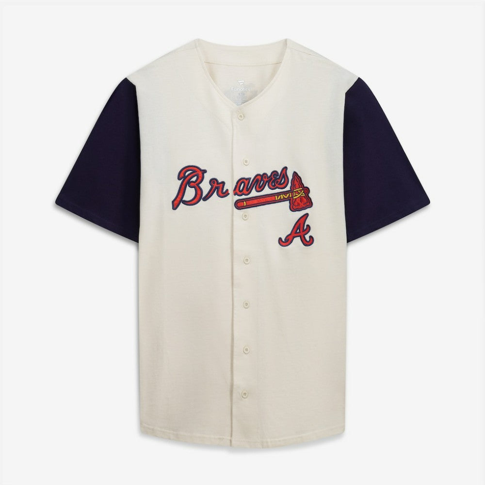 Atlanta Braves Profile Big & Tall Two-Color Fashion Jersey Cream/Navy