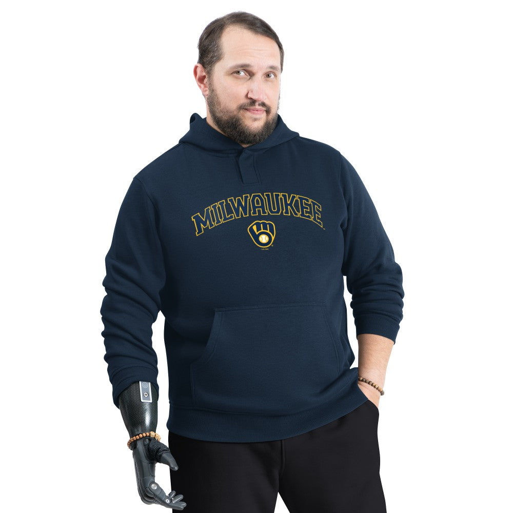 Milwaukee Brewers G-III Sports by Carl Banks Adaptive Lockup Fleece Hoodie Navy