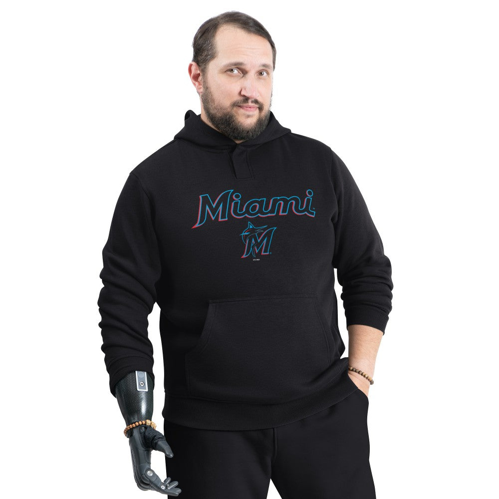 Miami Marlins G-III Sports by Carl Banks Adaptive Lockup Fleece Hoodie Black