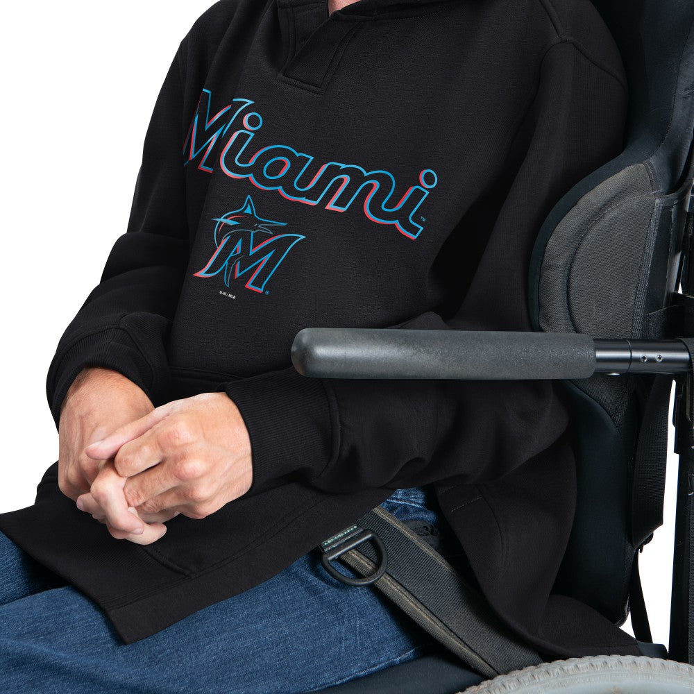 Miami Marlins G-III Sports by Carl Banks Adaptive Lockup Fleece Hoodie Black