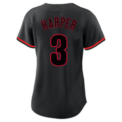 Bryce Harper Philadelphia Phillies Profile Women's Plus Size Player Name & Number Fashion Jersey Black