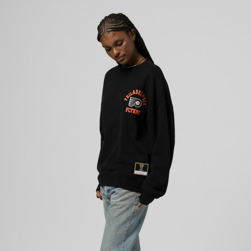Philadelphia Flyers Mitchell & Ness Women's Vintage Crewneck Sweatshirt Black