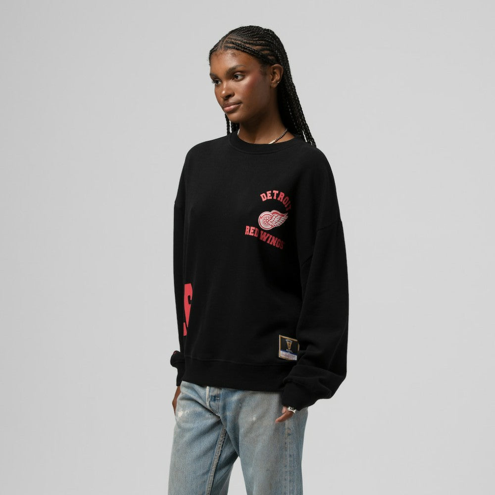 Detroit Red Wings Mitchell & Ness Women's Vintage Crewneck Sweatshirt Black