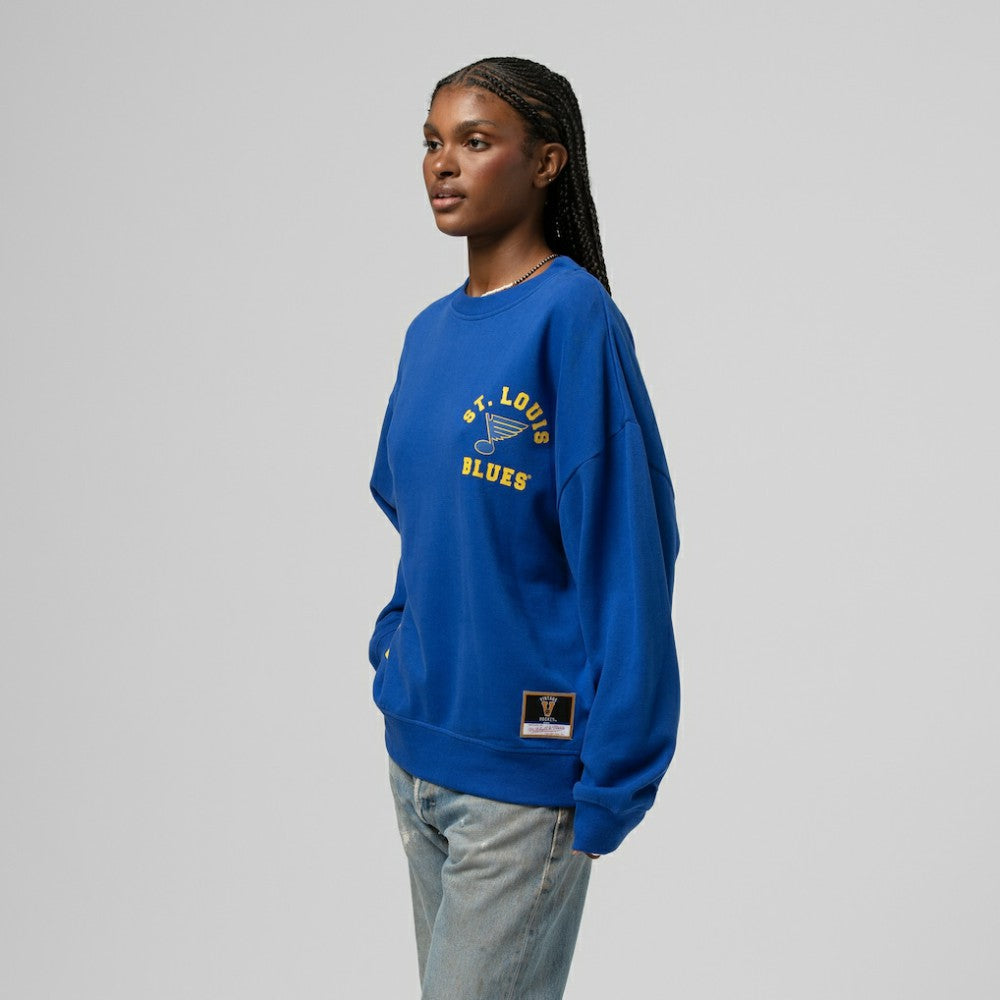 St. Louis Blues Mitchell & Ness Women's Vintage Crewneck Sweatshirt Blue