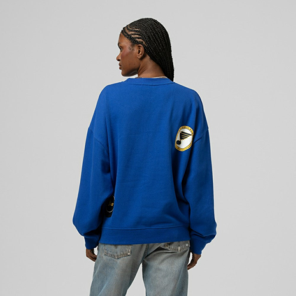 St. Louis Blues Mitchell & Ness Women's Vintage Crewneck Sweatshirt Blue