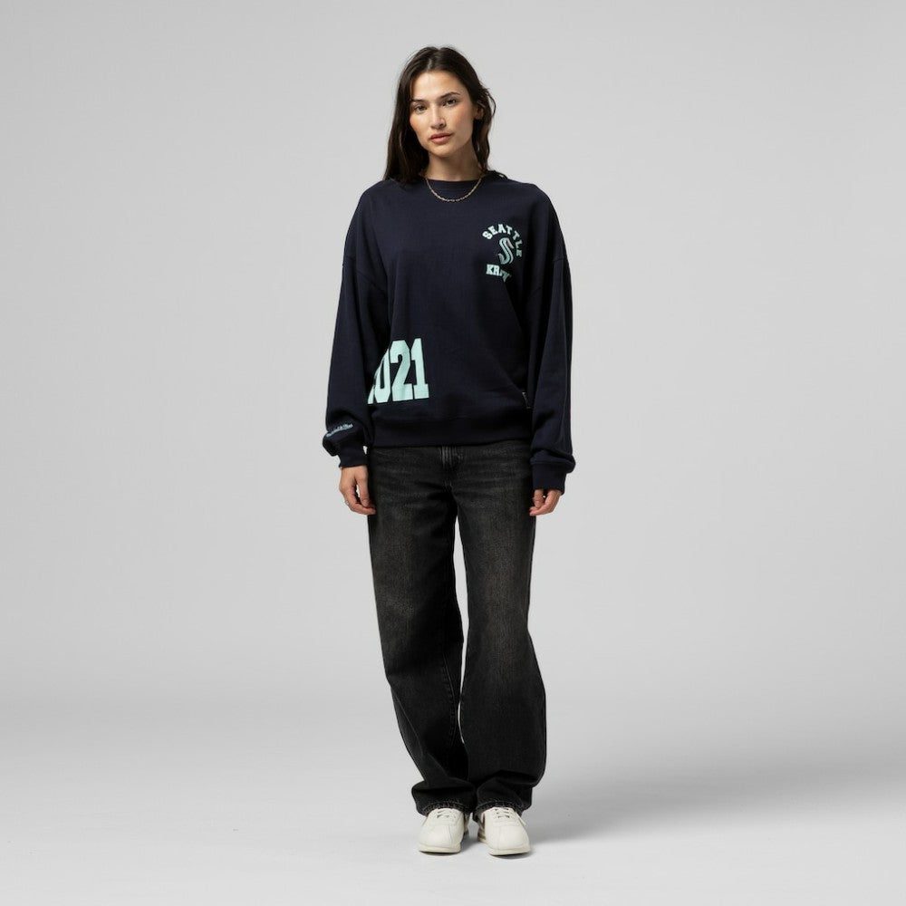 Seattle Kraken Mitchell & Ness Women's Vintage Crewneck Sweatshirt Deep Sea Blue
