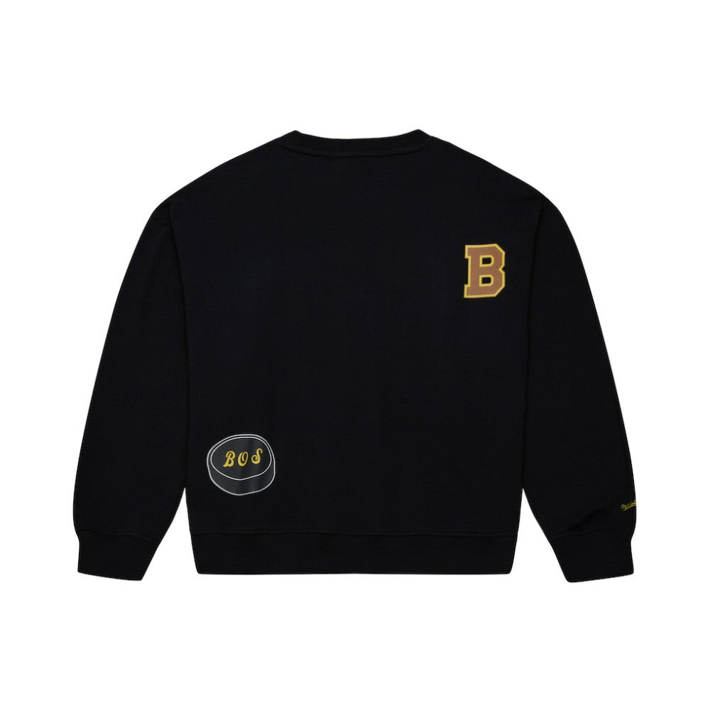 Boston Bruins Mitchell & Ness Women's Vintage Crewneck Sweatshirt Black