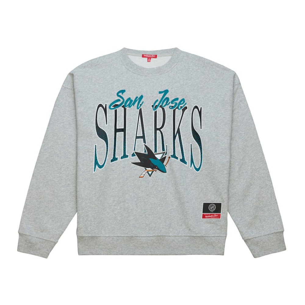 San Jose Sharks Mitchell & Ness Women's Hockey Night Sweatshirt Heather Gray