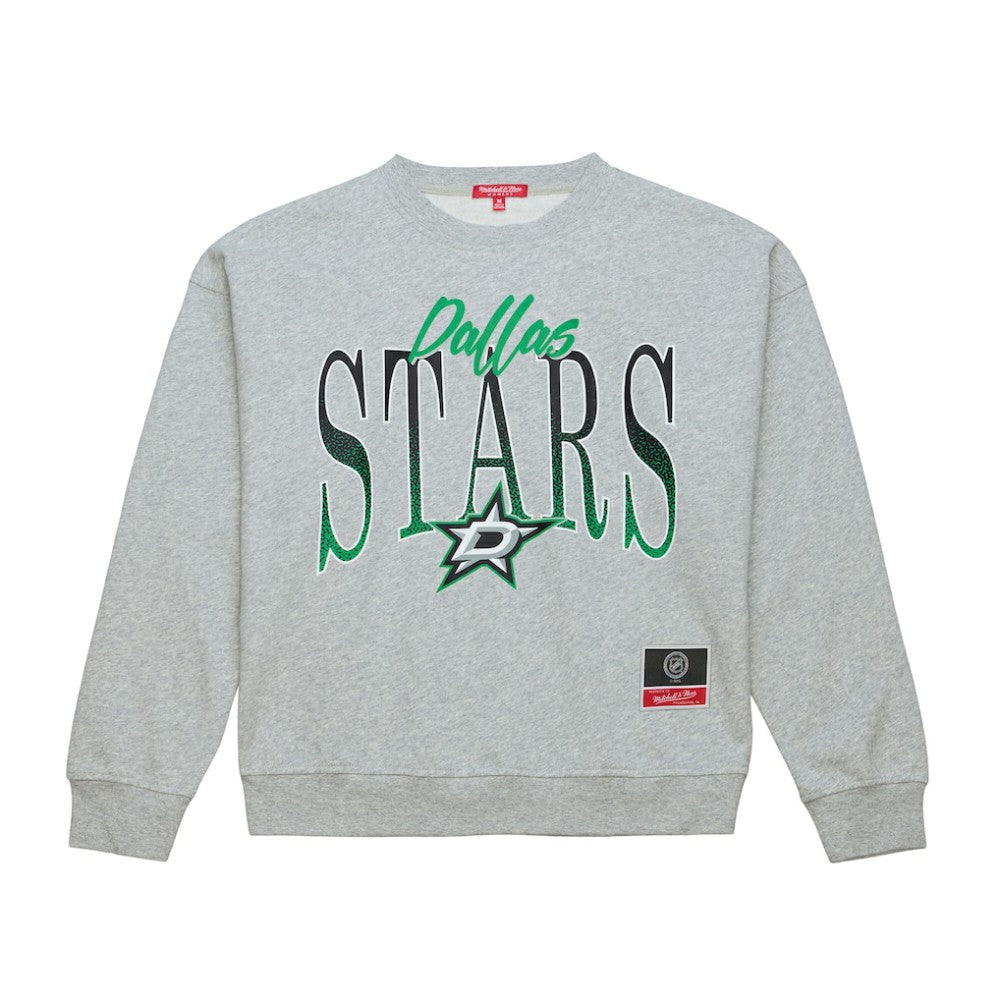 Dallas Stars Mitchell & Ness Women's Hockey Night Sweatshirt Heather Gray