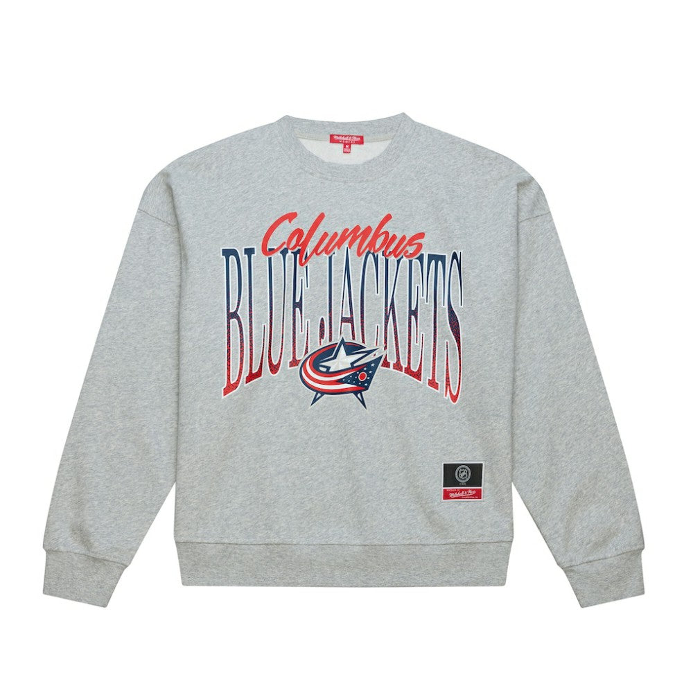 Columbus Blue Jackets Mitchell & Ness Women's Hockey Night Sweatshirt Heather Gray