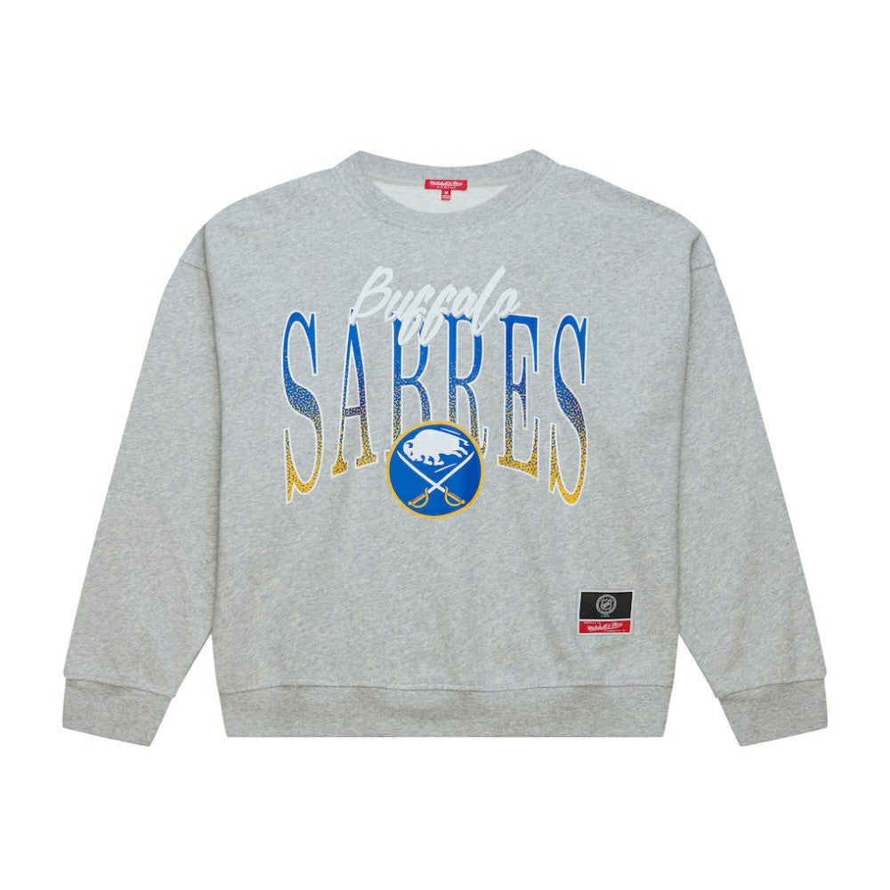 Buffalo Sabres Mitchell & Ness Women's Hockey Night Sweatshirt Heather Gray