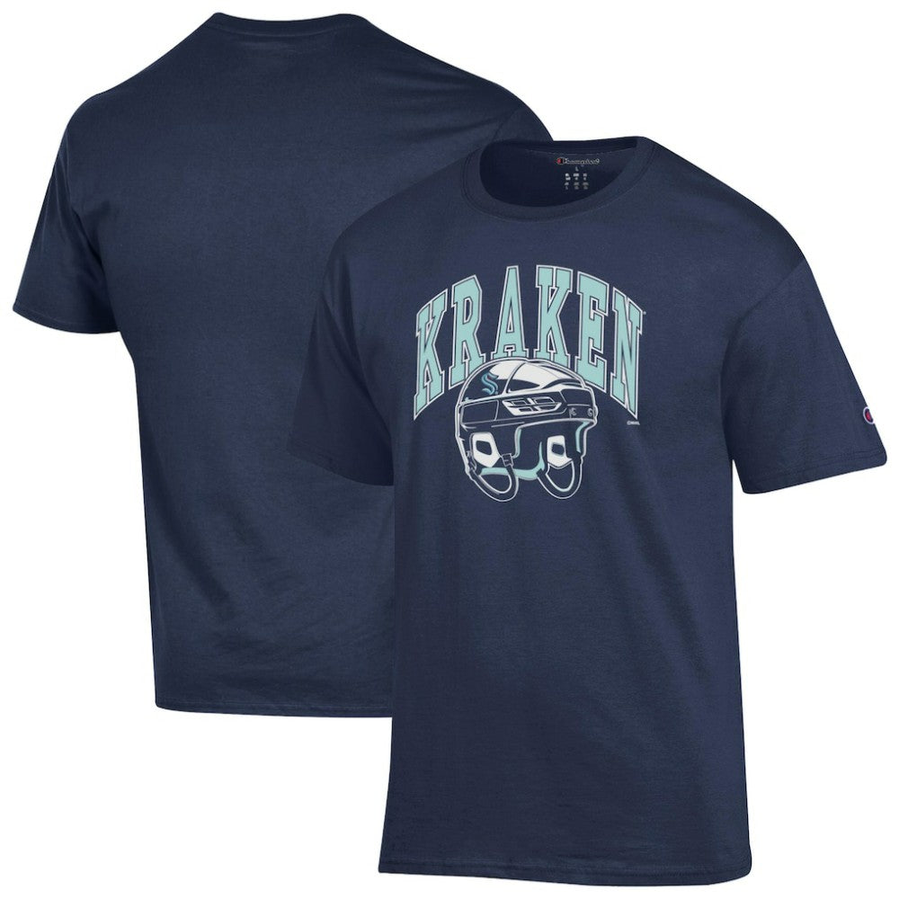 Seattle Kraken Champion Helmet T-Shirt Navy