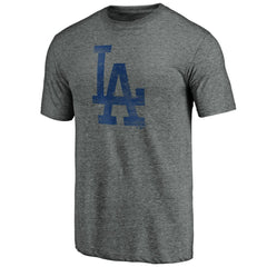 Los Angeles Dodgers Weathered Logo Tri-Blend T-Shirt Heather Gray