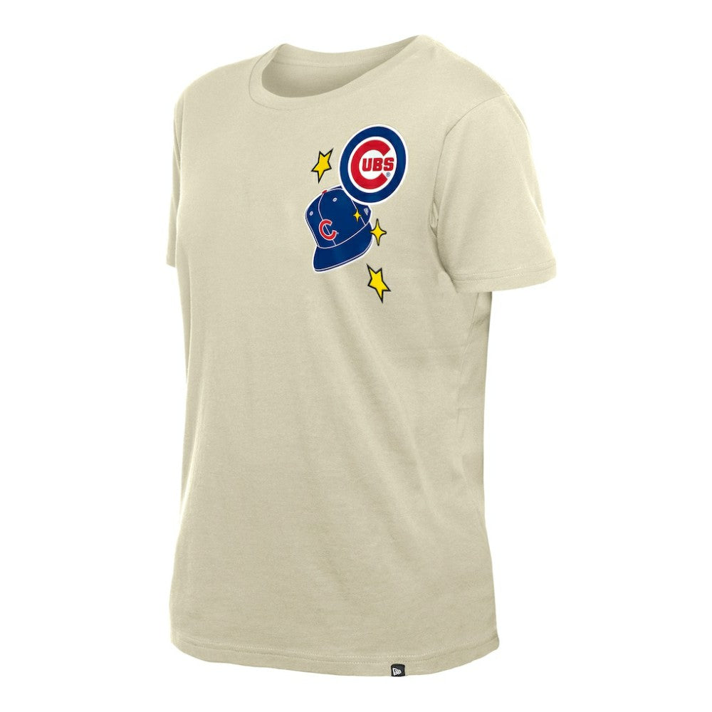 Chicago Cubs Women's Stars & Cap T-Shirt Cream | New Era