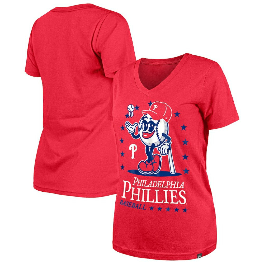 Philadelphia Phillies Women's Little Miss 2 V-Neck T-Shirt Red | New Era