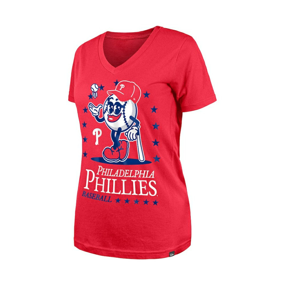 Philadelphia Phillies Women's Little Miss 2 V-Neck T-Shirt Red | New Era